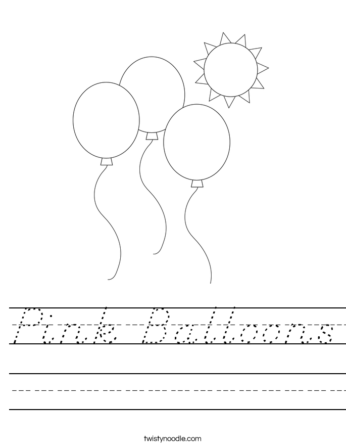 Pink Balloons Worksheet