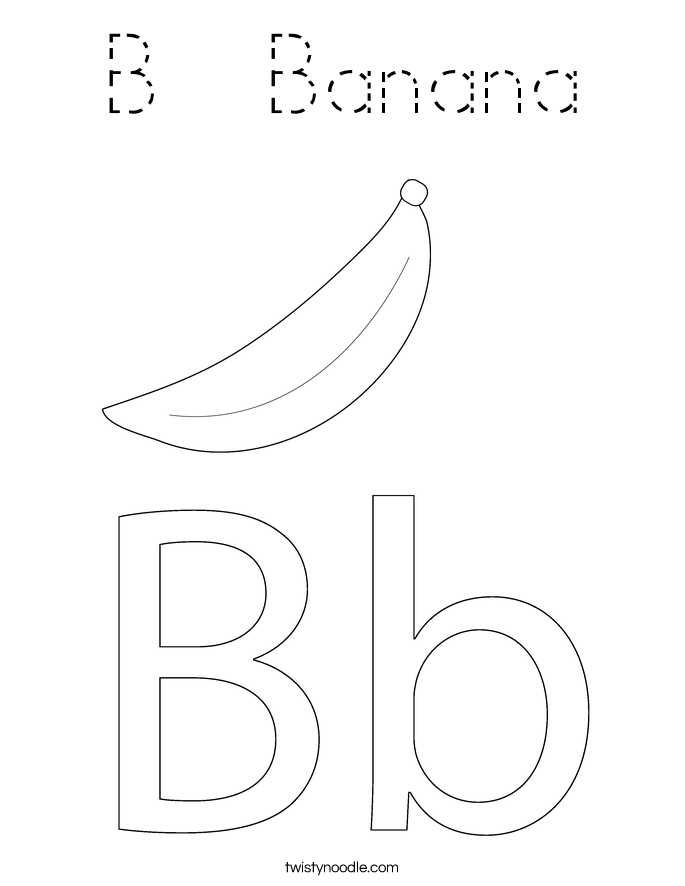 B  Banana Coloring Page