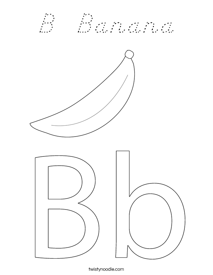 B  Banana Coloring Page