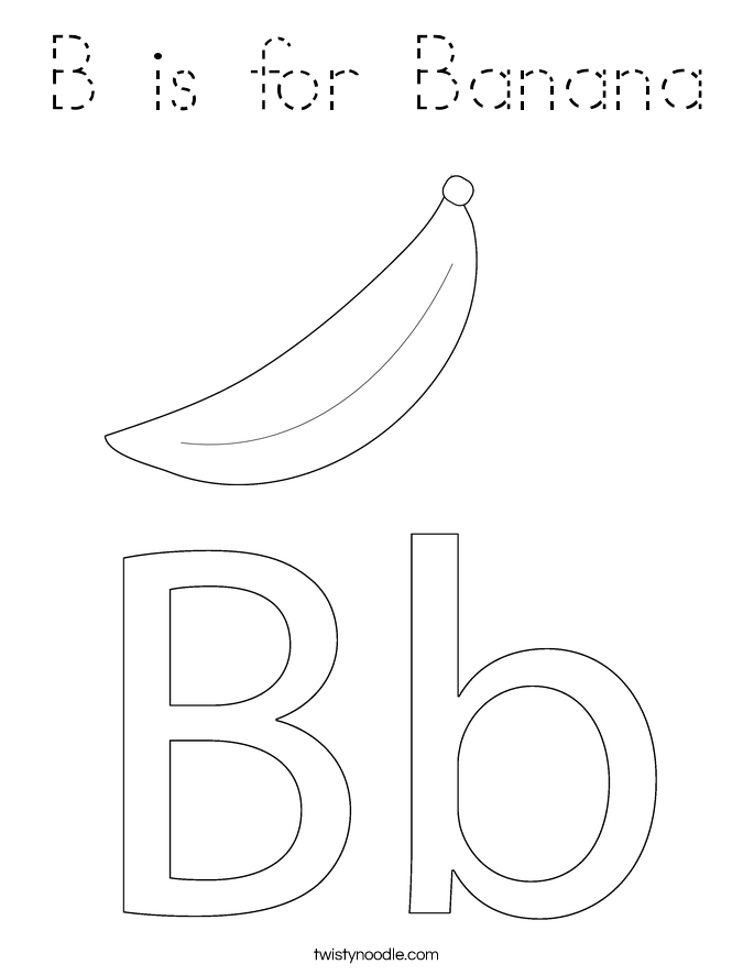 B is for Banana Coloring Page