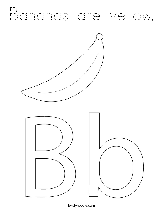 Bananas are yellow. Coloring Page