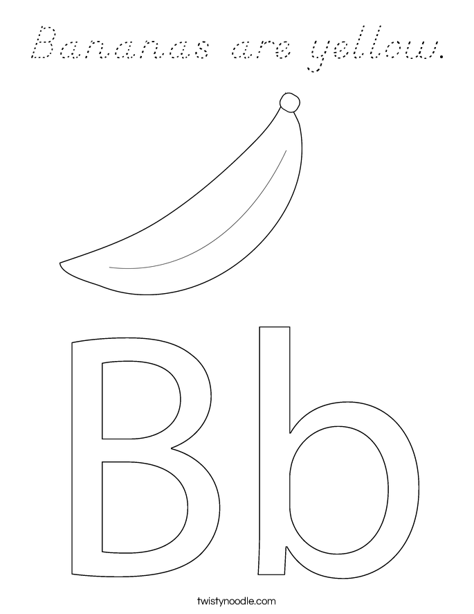 Bananas are yellow. Coloring Page