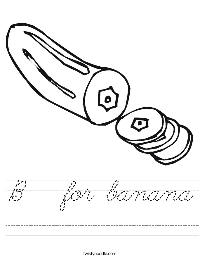 B   for banana Worksheet