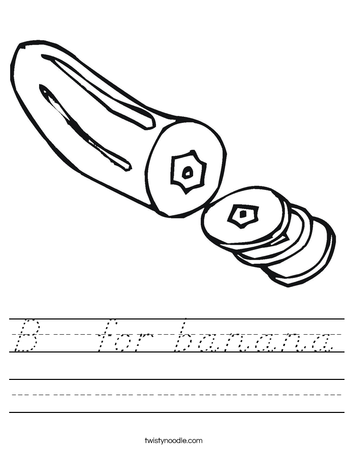 B   for banana Worksheet