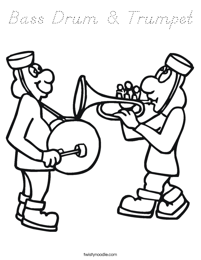 Bass Drum & Trumpet Coloring Page