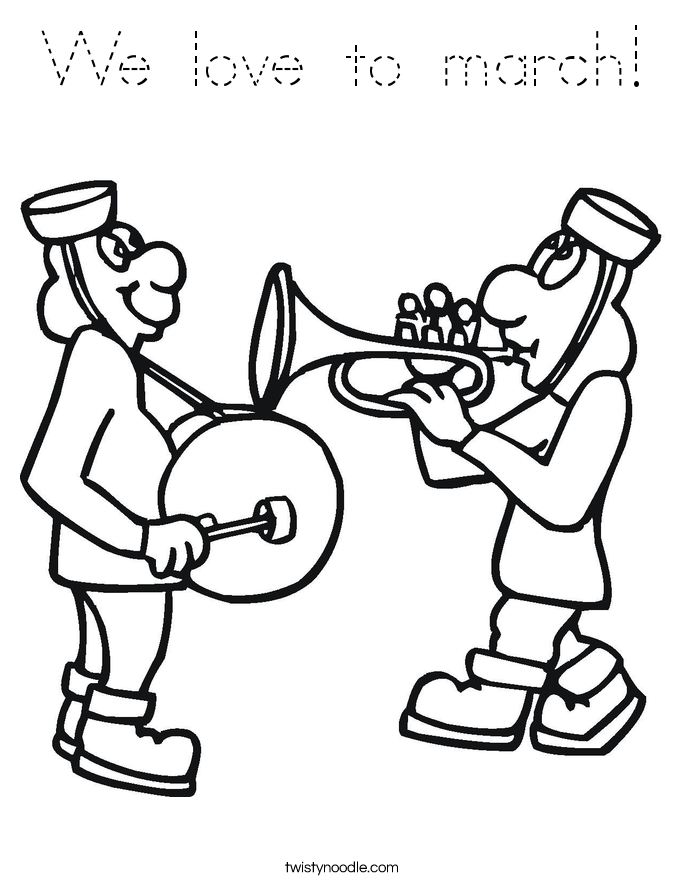 We love to march! Coloring Page