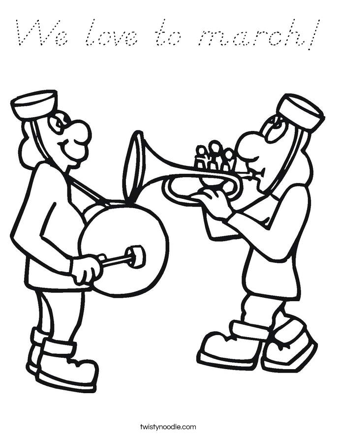 We love to march! Coloring Page