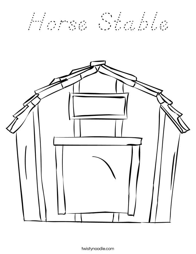 Horse Stable Coloring Page