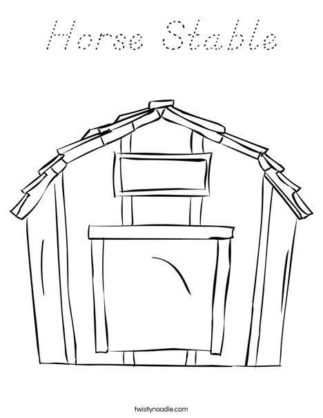 Download Horse Stable Coloring Page - D'Nealian - Twisty Noodle