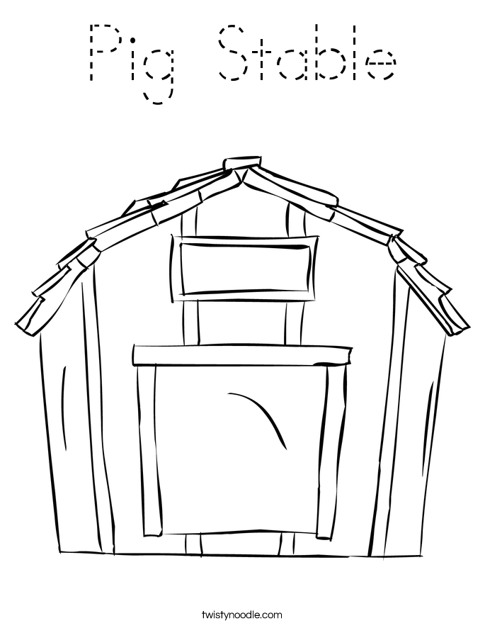 Pig Stable Coloring Page