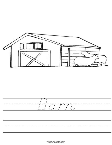 Barn with Cows Worksheet