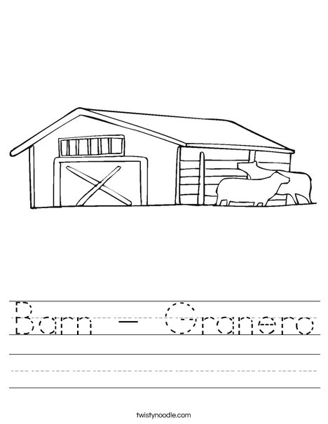 Barn with Cows Worksheet