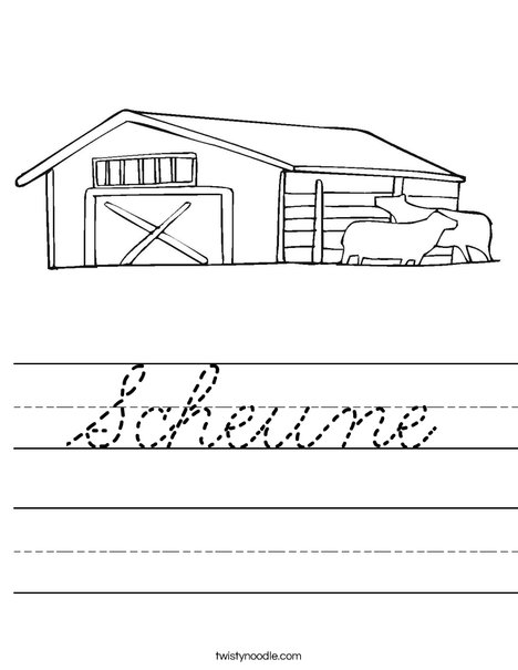 Barn with Cows Worksheet