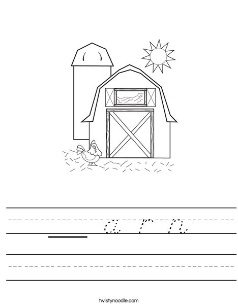 Barn with Hen Worksheet