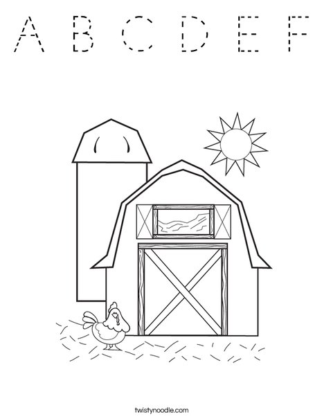 Barn with Hen Coloring Page