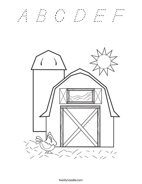 Barn with Hen Coloring Page