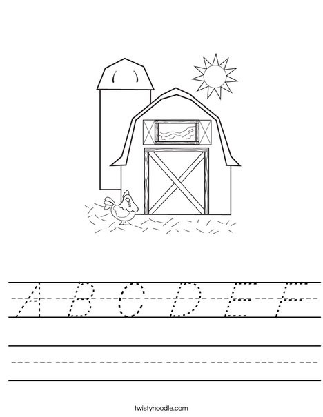 Barn with Hen Worksheet