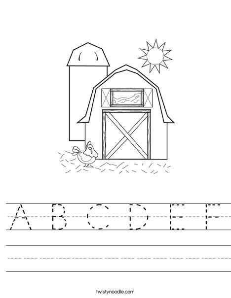 Barn with Hen Worksheet