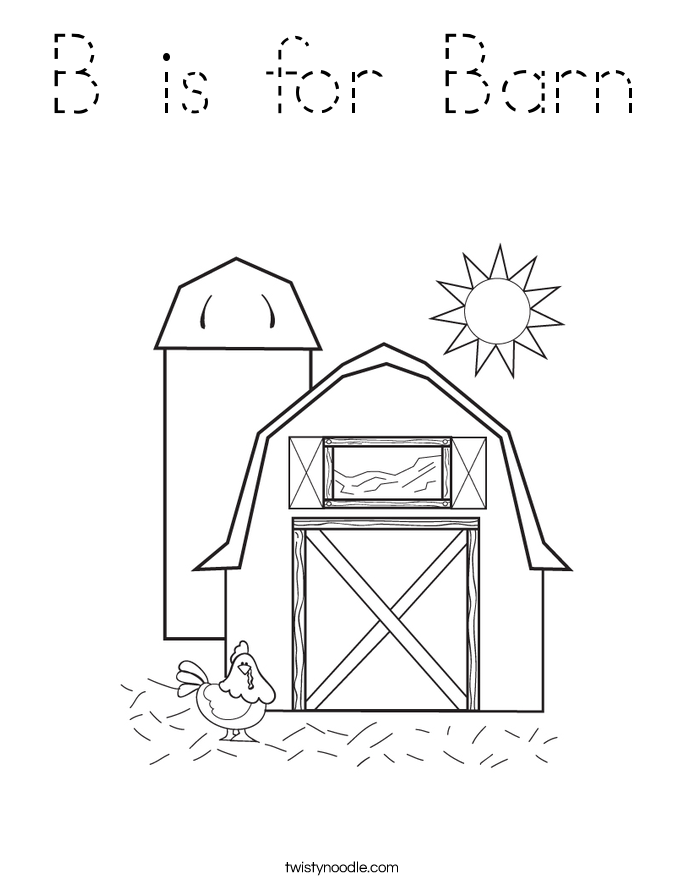 B is for Barn Coloring Page