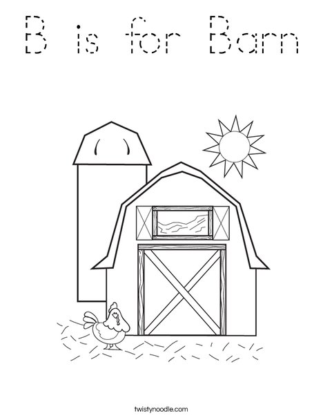 Barn with Hen Coloring Page