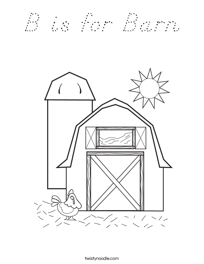 B is for Barn Coloring Page