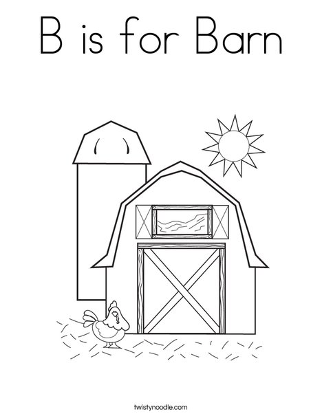 Barn with Hen Coloring Page