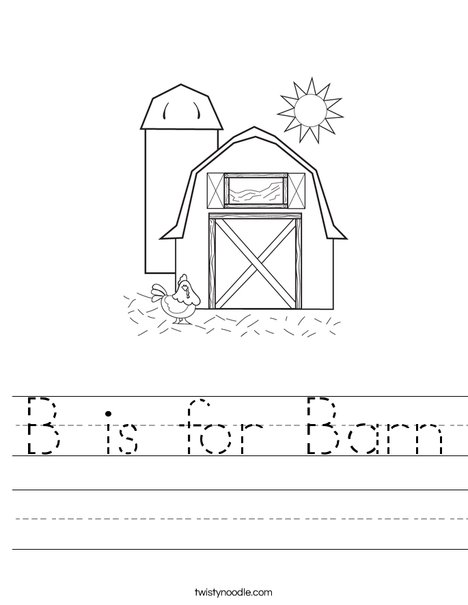 Barn with Hen Worksheet