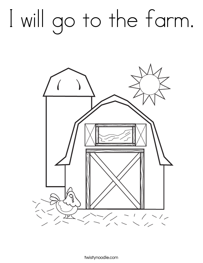 I will go to the farm. Coloring Page
