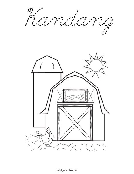 Barn with Hen Coloring Page