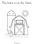 The barn is on the farm.Coloring Page