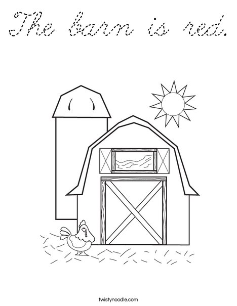 Barn with Hen Coloring Page