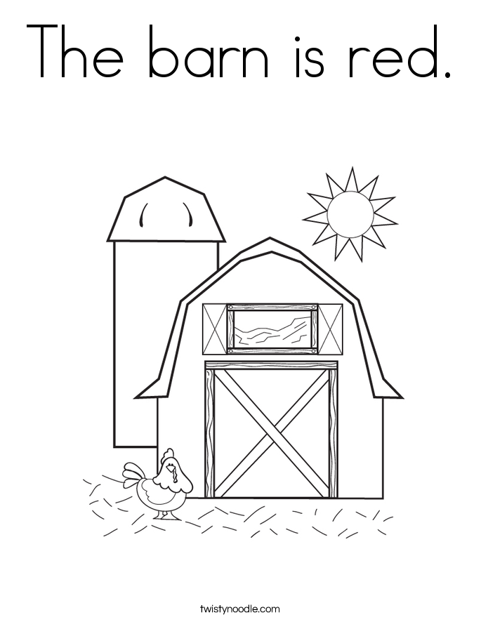 The barn is red. Coloring Page