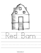 Red Barn Handwriting Sheet