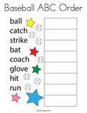Baseball ABC Order Coloring Page