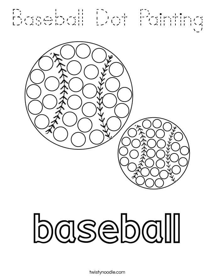 Baseball Dot Painting Coloring Page