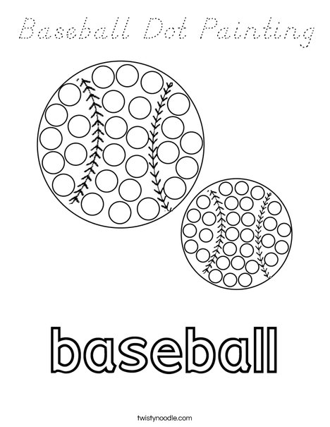 Baseball Dot Painting Coloring Page