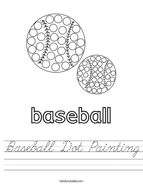 Baseball Dot Painting Worksheet