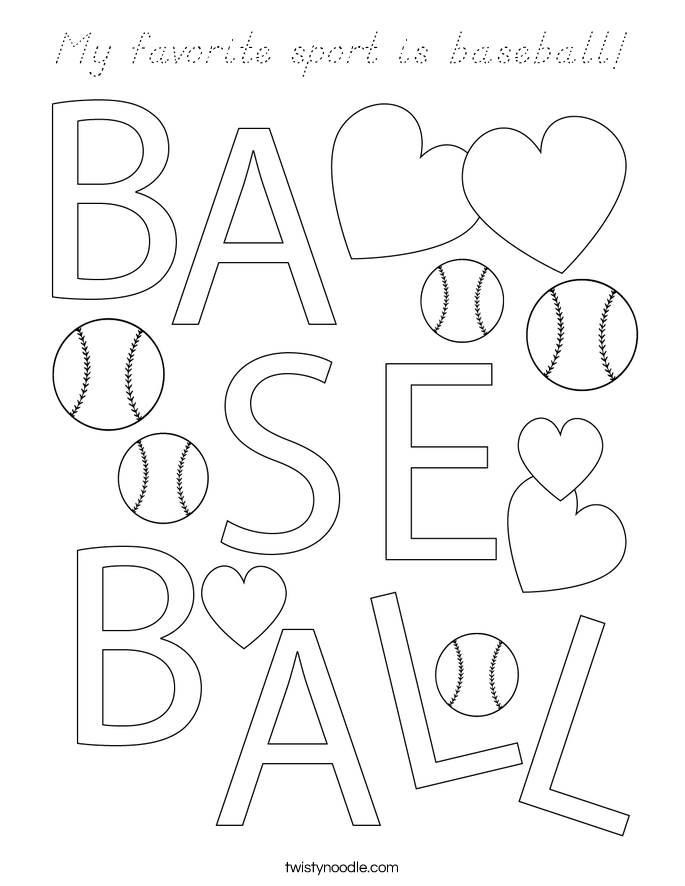 My favorite sport is baseball! Coloring Page