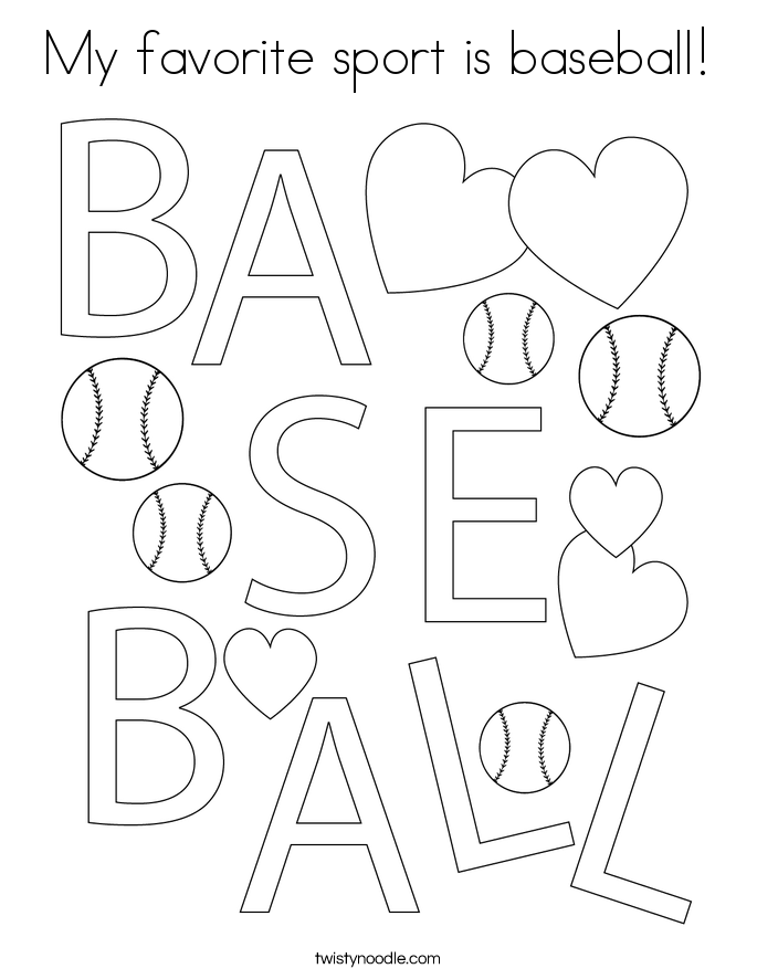 My favorite sport is baseball! Coloring Page