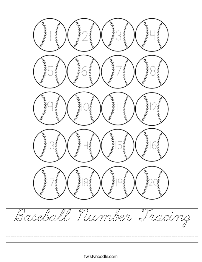 Baseball Number Tracing Worksheet