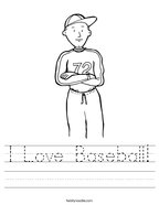 I Love Baseball Handwriting Sheet
