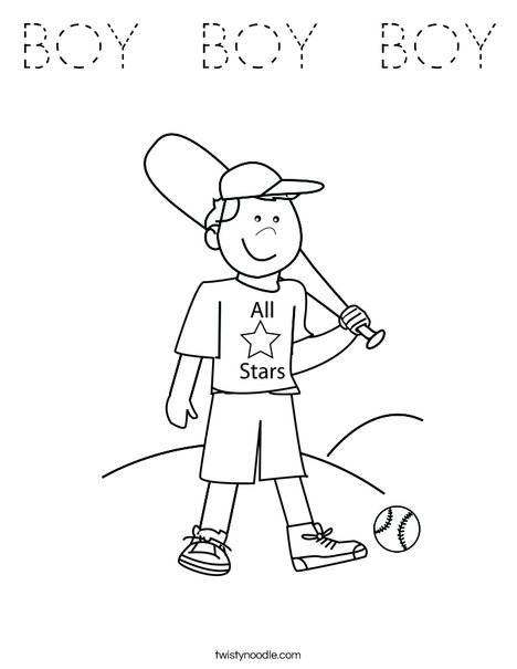 Boy Baseball Player Coloring Page