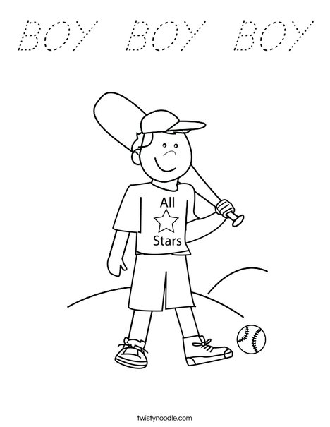 Boy Baseball Player Coloring Page