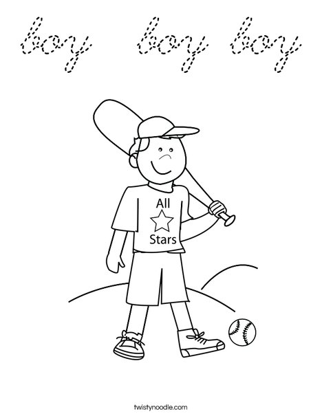 Boy Baseball Player Coloring Page