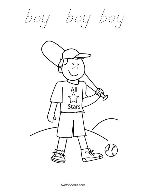 Boy Baseball Player Coloring Page