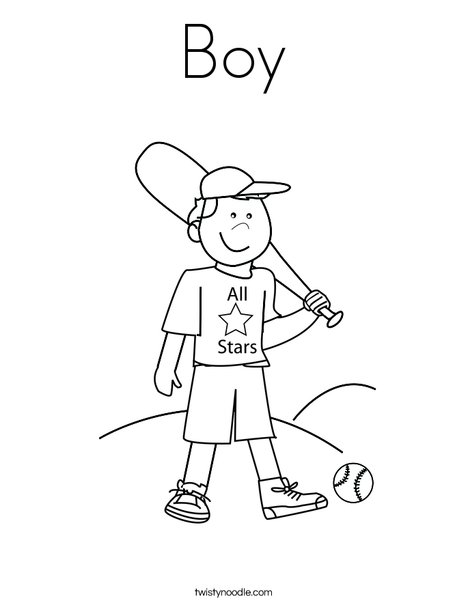 Boy Baseball Player Coloring Page