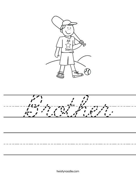 Boy Baseball Player Worksheet