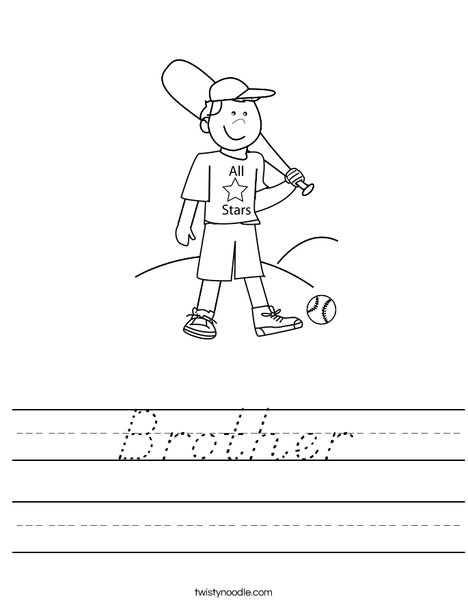 Boy Baseball Player Worksheet
