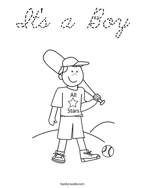 Boy Baseball Player Coloring Page