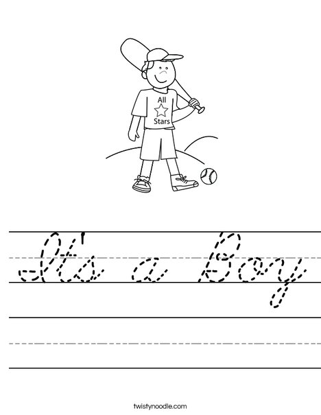 Boy Baseball Player Worksheet